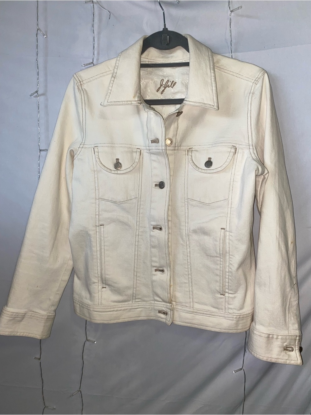 Gilli Cream Off-White Denim Jacket with Button Front